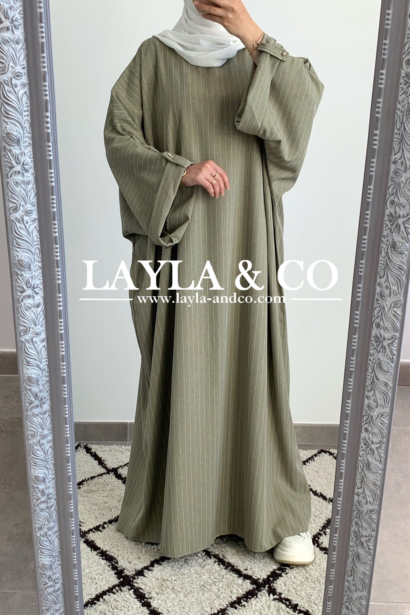 Abaya à rayures effet lin
