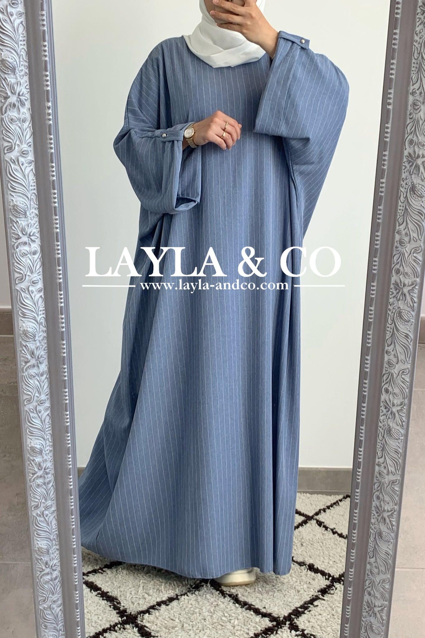 Abaya à rayures effet lin