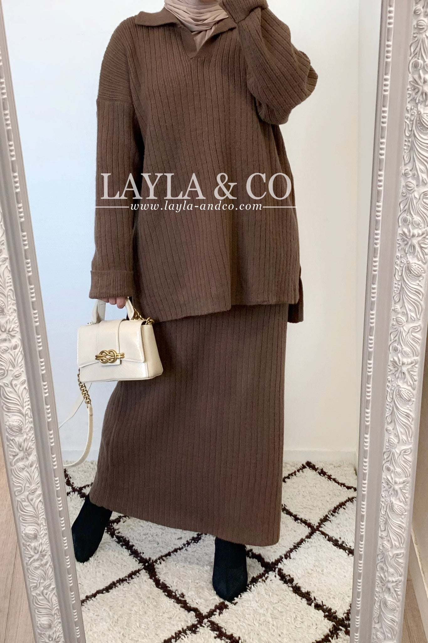 Ensemble pull et jupe côtelé