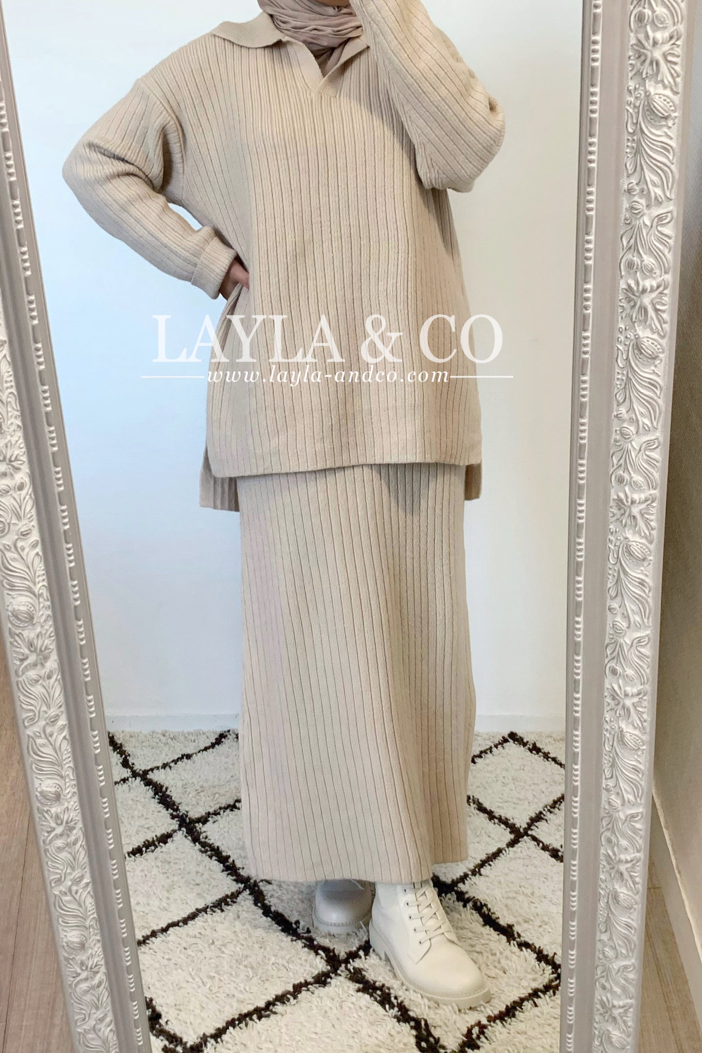 Ensemble pull et jupe côtelé