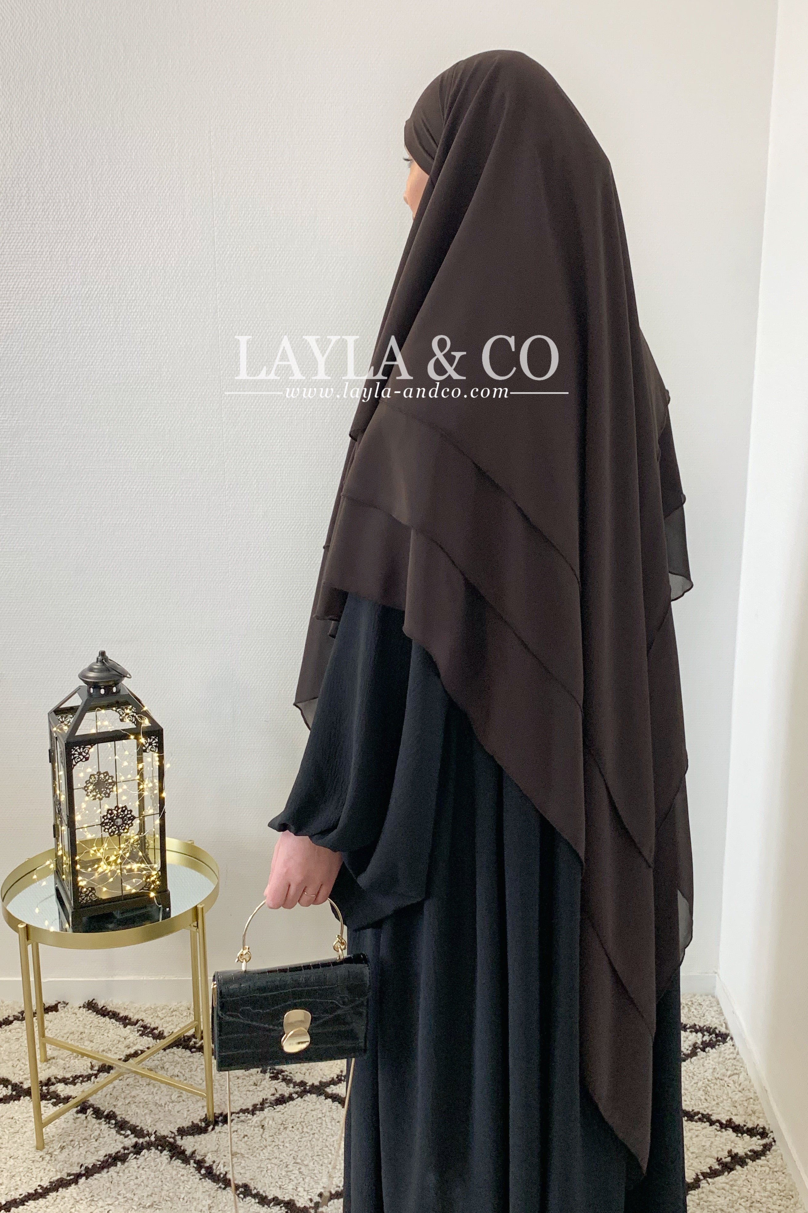 Khimar 3 voiles Vert Kaki - EL JAWARIYA Khimar 3 voiles Vert Kaki - EL JAWARIYA